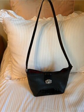 Brighton Classic Black Leather Shoulder Bag
